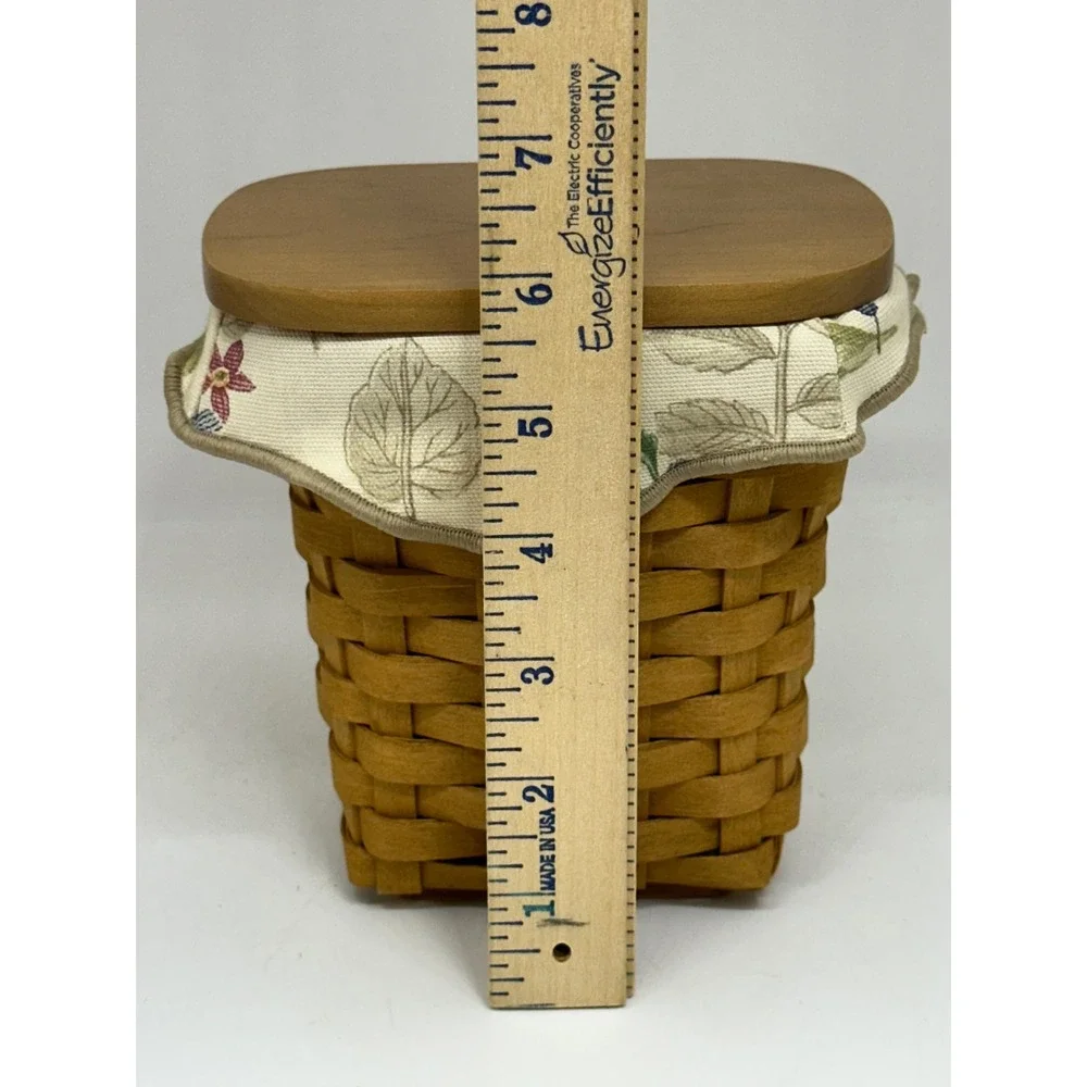 VTG Longaberger Horizon of Hope Basket Brown Woven Wood Lid Liner Tie-On 2004